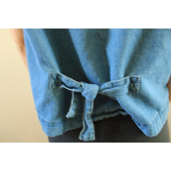 Vintage Marsha Sport 100% Cotton Denim Vest embroidered button front Size L - Picture 2 of 8